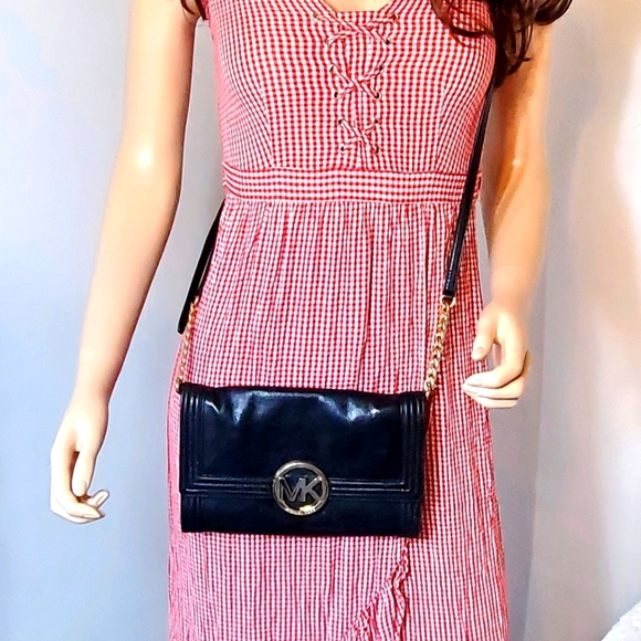 Michael Kors Handbags - Michael Kors black leather flap cross body bag